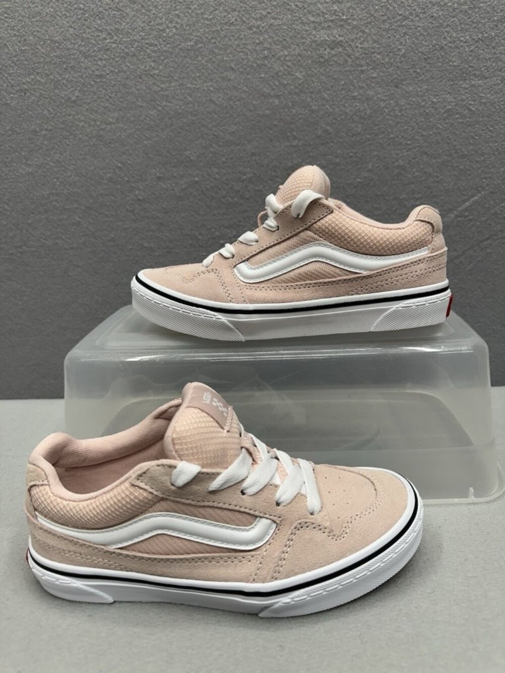 Vans Caldrone Girls 4 Suede Mesh Sepia Rose Pink Chunky Skate Shoes Sneakers NIB
